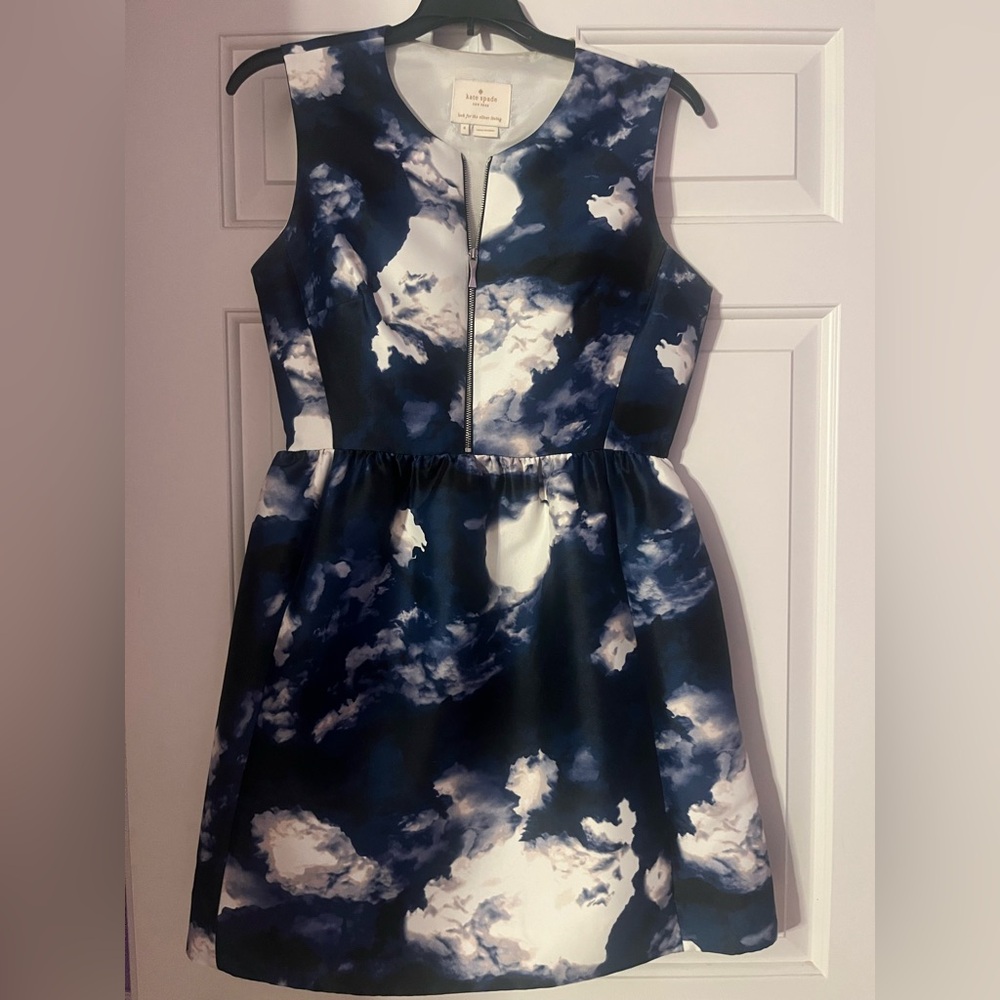 Kate Spade Navy and White Cloud Print Dress